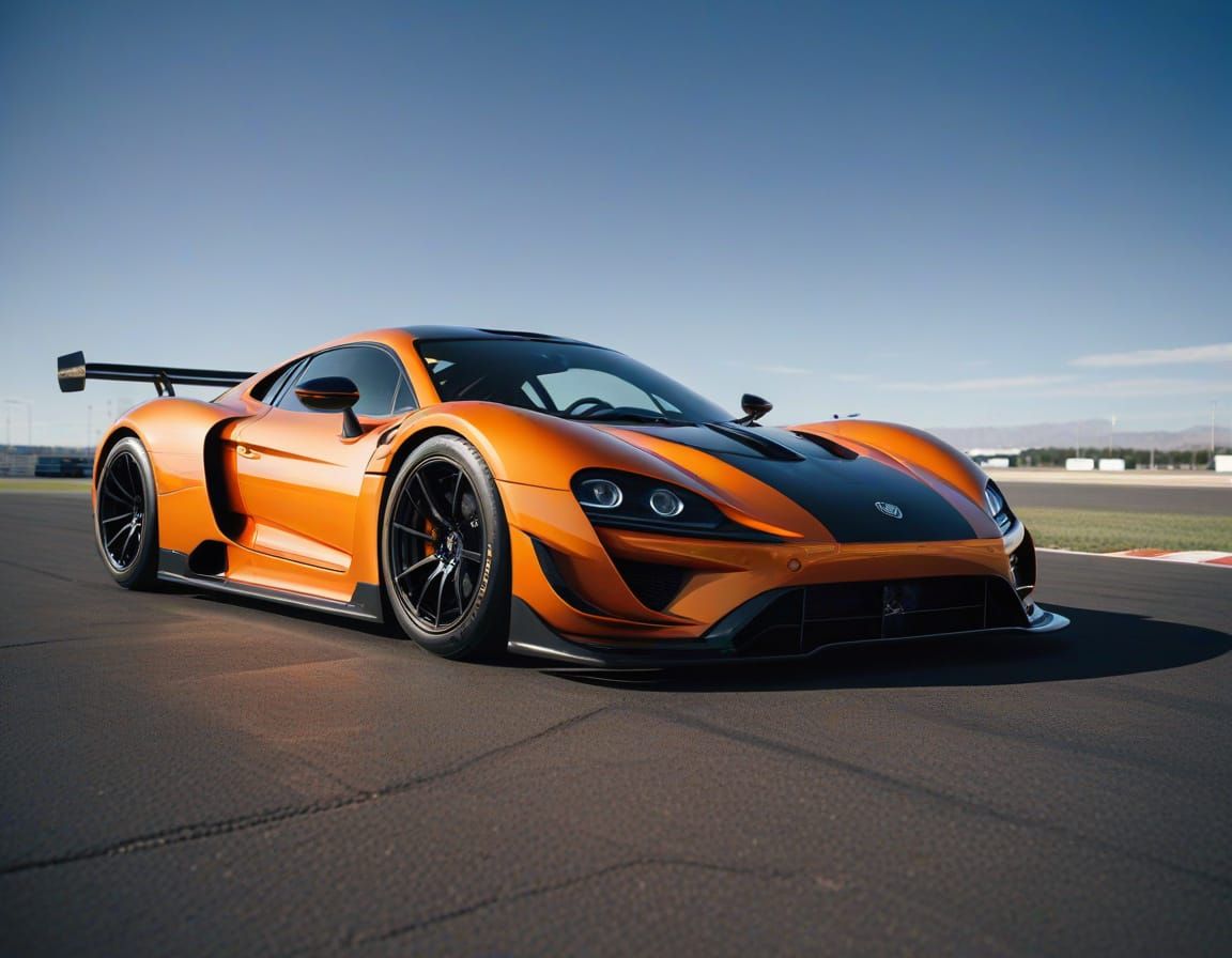 Retro-Modern Sports Car in Golden Orange Metallic
