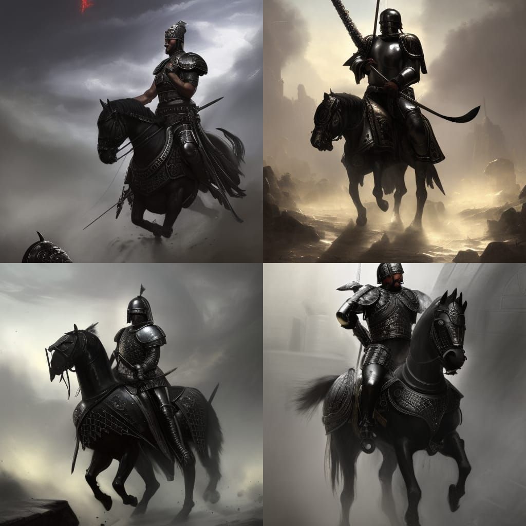 Roman Centurion Rides into Battle: Dark Fantasy Art