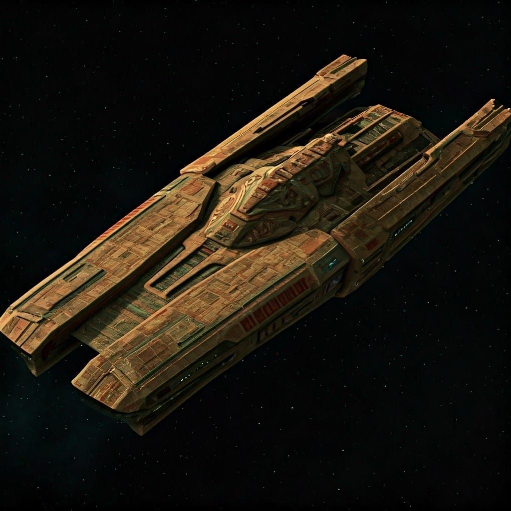 Klingon Warship in Brutalist Futurism Style