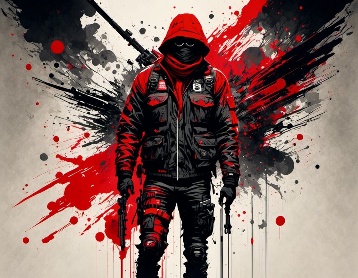 Monochromatic Moonlit Road in Trash Polka Style