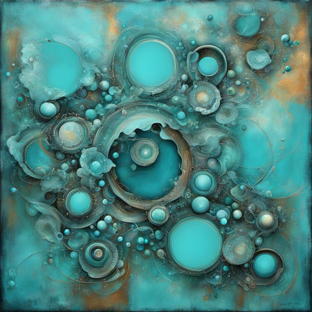 Surreal Aquamarine Blemished Turquoise Abstract Art