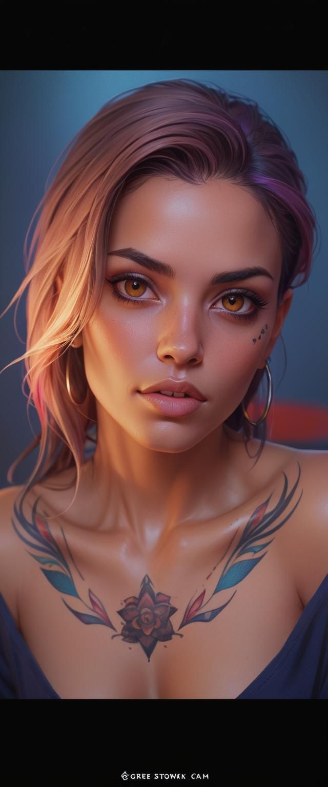 Luminescent Portrait with Animated Tattoos