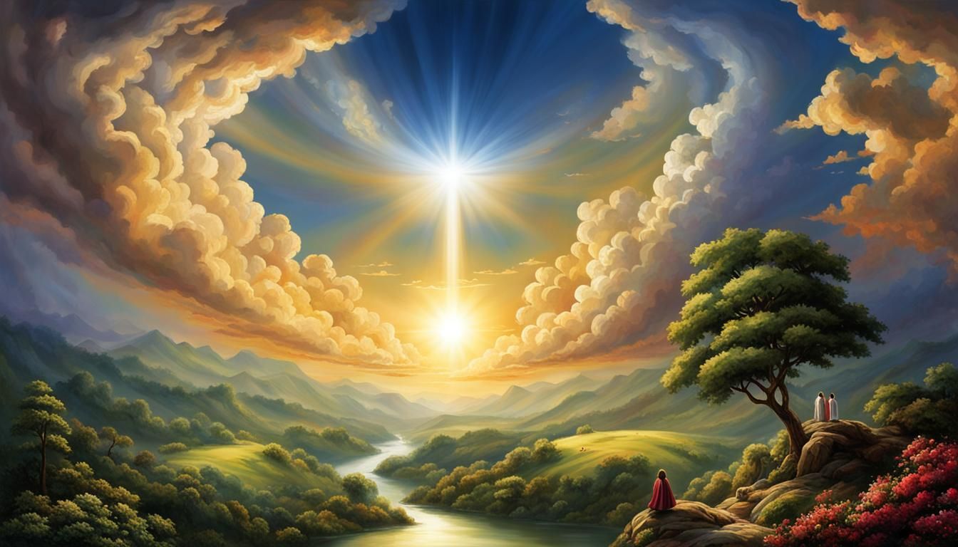 Celestial Gaze: God Observing Mankind From Heaven