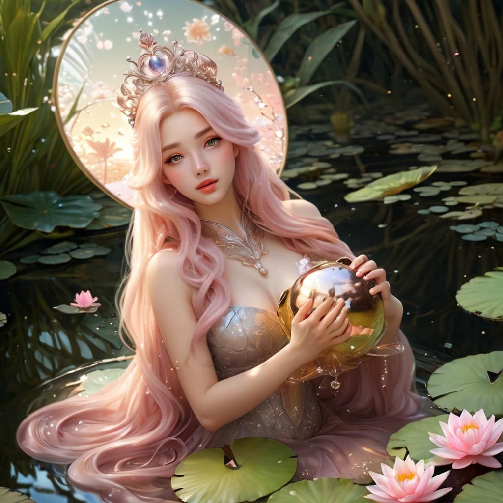 Anime Princess and Frog Prince in Storybook Realism