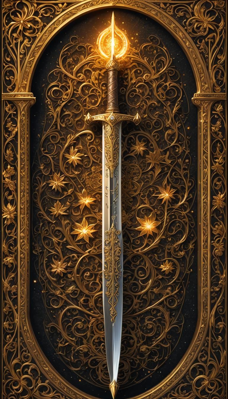 Medieval Tarot Sword with Justice Theme