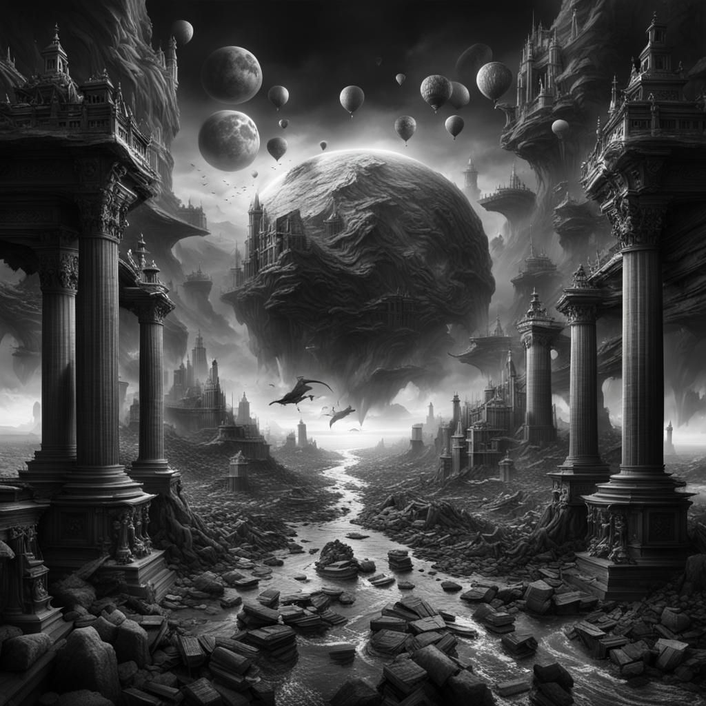 Marine World Revealed Through Suitcases in Black and White