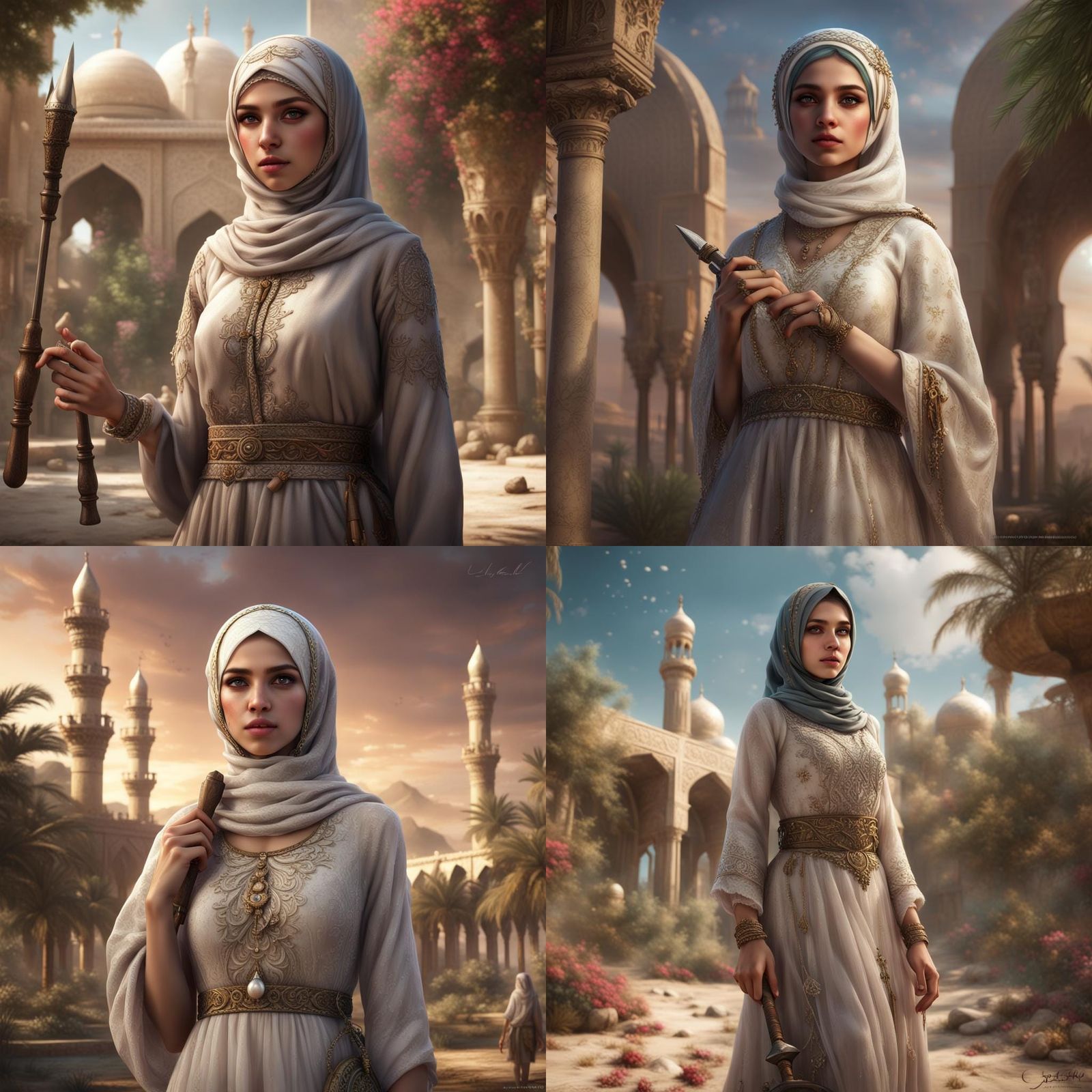 Iraqi Girl in Paradise: Detailed Matte Painting