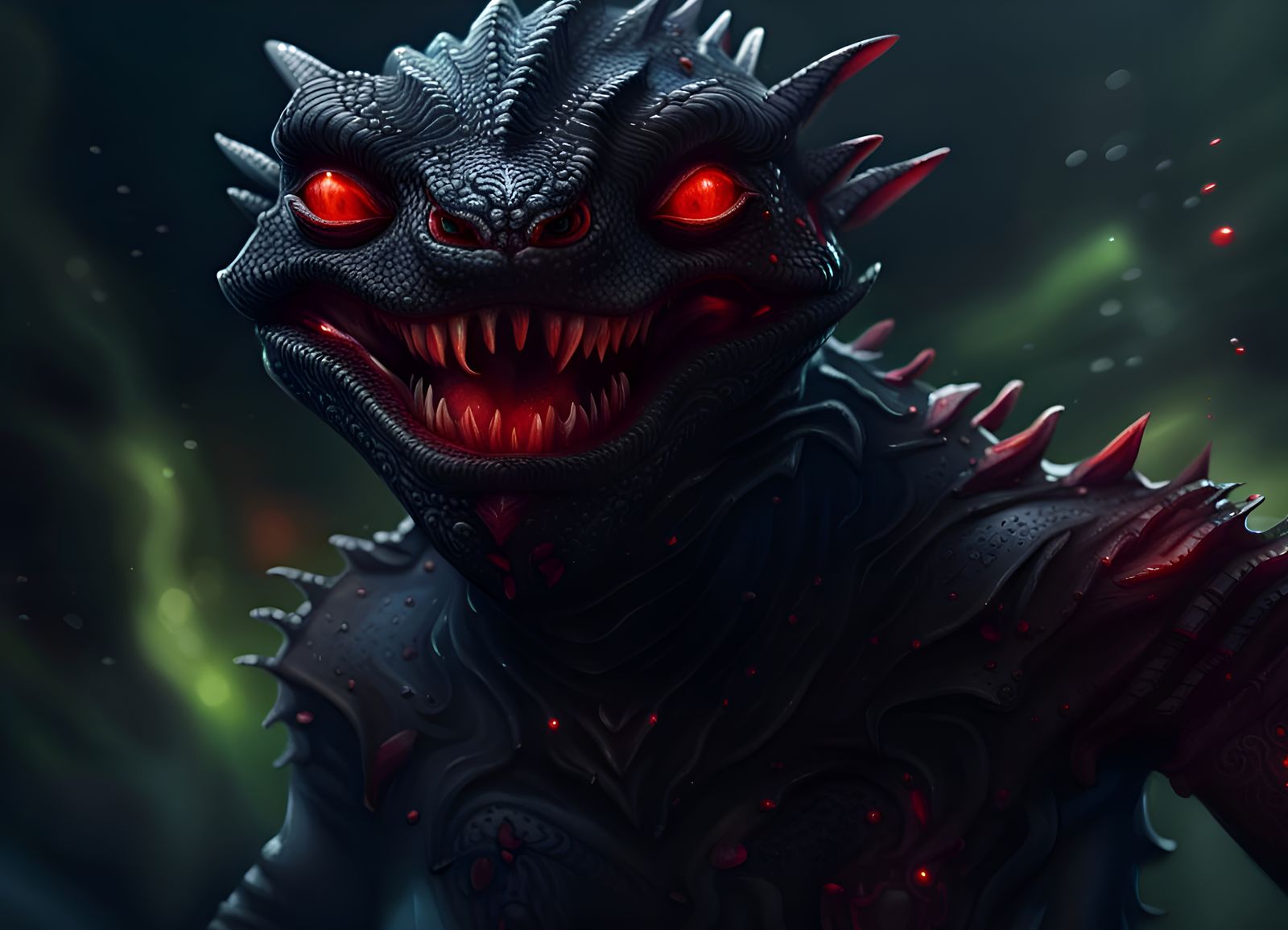 Smiling Reptilian Alien in Detailed Matte Painting