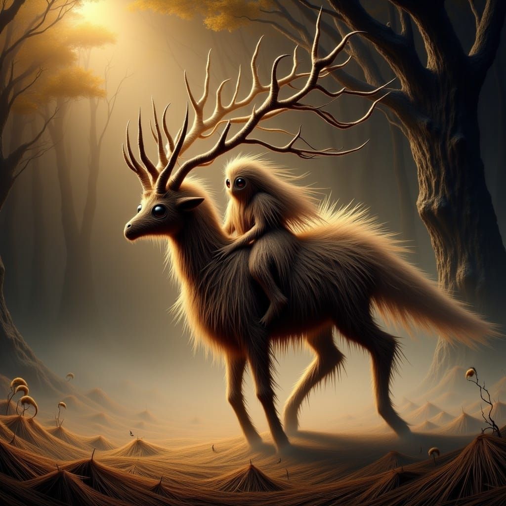 Male Jackalope with Luminous Edges