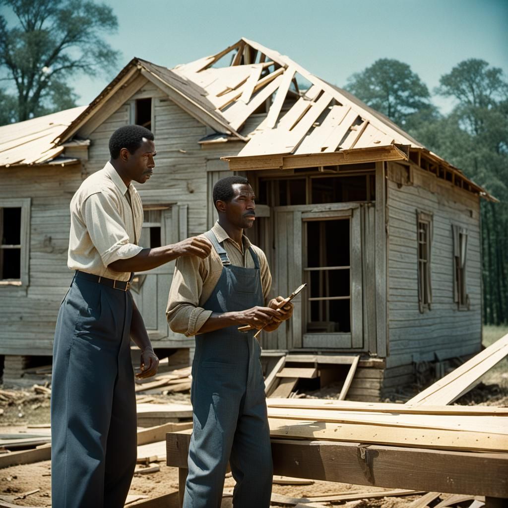 1940s: Father and Son Building a House