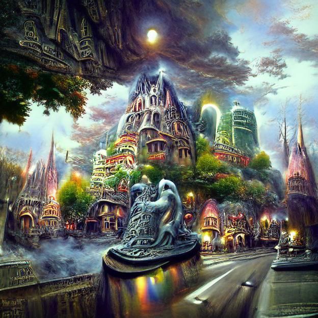 Magical Mystical City with 3D Shading