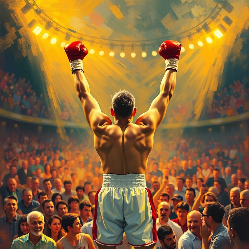Victorious Boxer in Golden Light