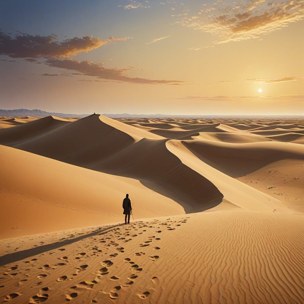 Surreal Desert Masterpiece with Vibrant Oil Painting Colors