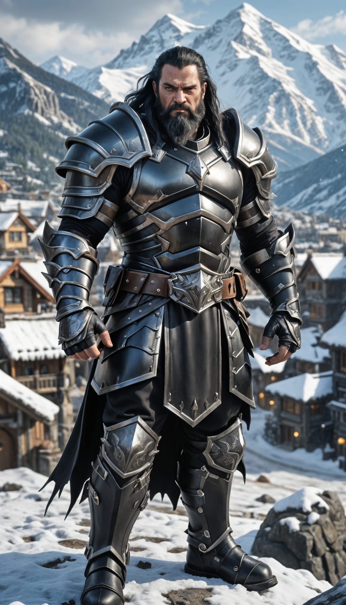 Fierce Armored Warrior in Warcraft Style