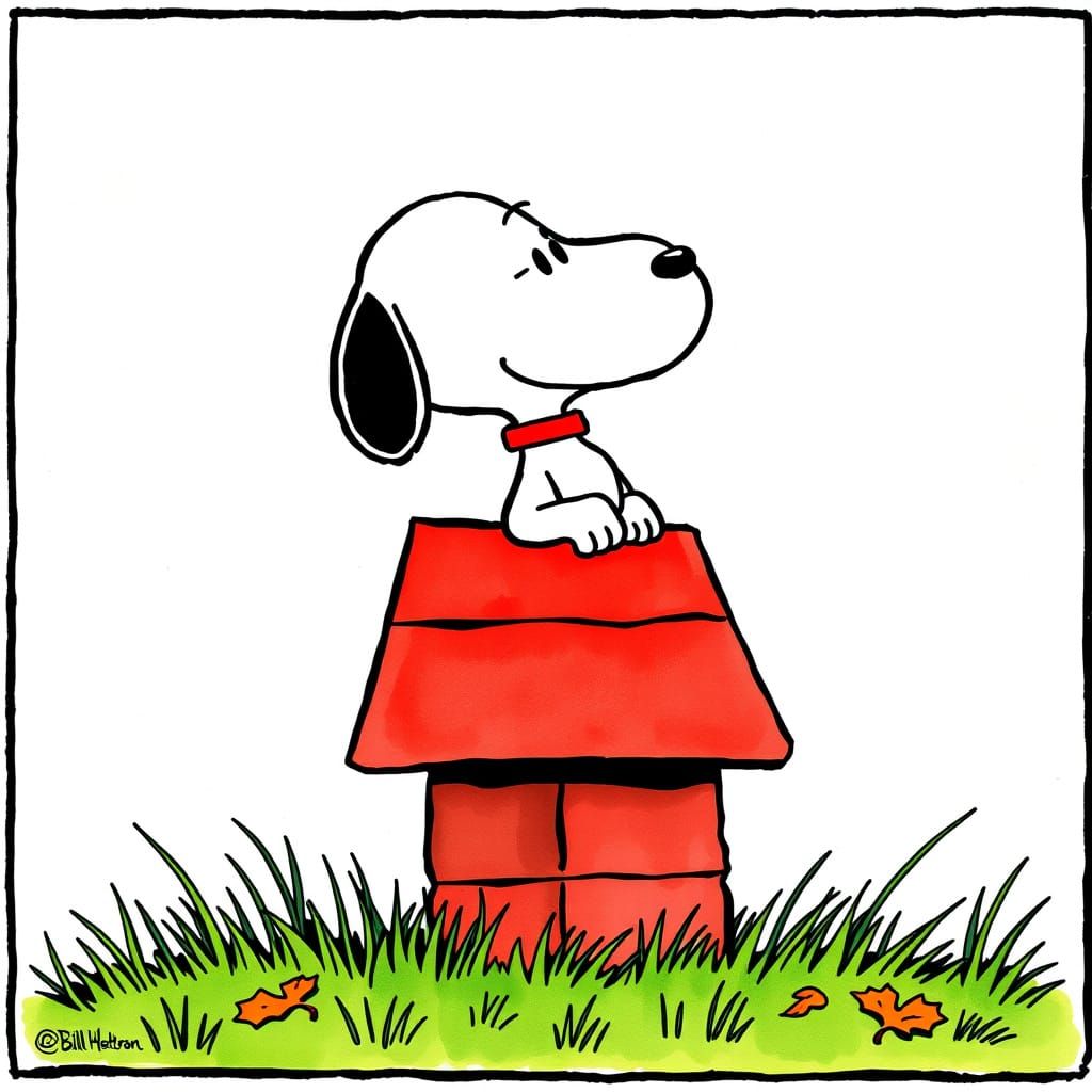 Snoopy in Whimsical Sunday Comic Style
