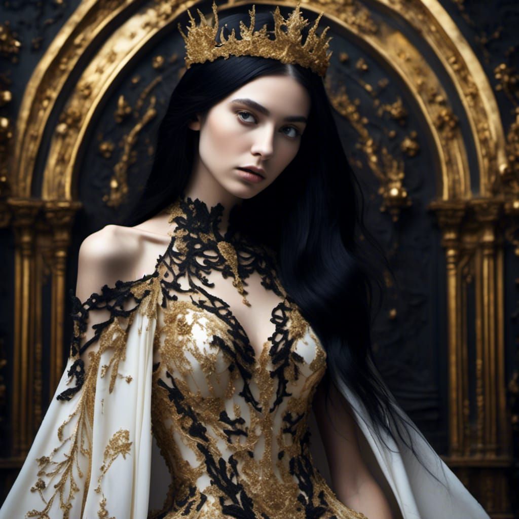 Golden Princess with Gothic Arch in Hyperreal Style