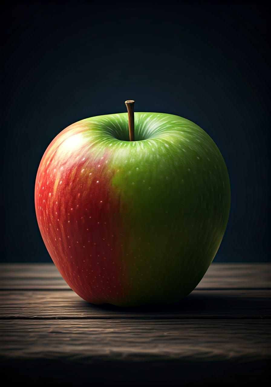 Single perfect red and green apple