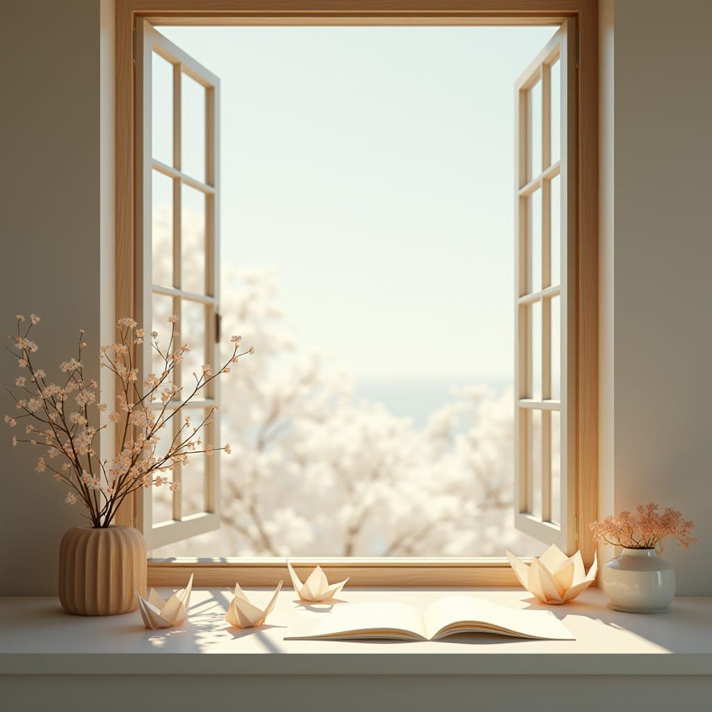 Serene Window with Origami and Papercraft
