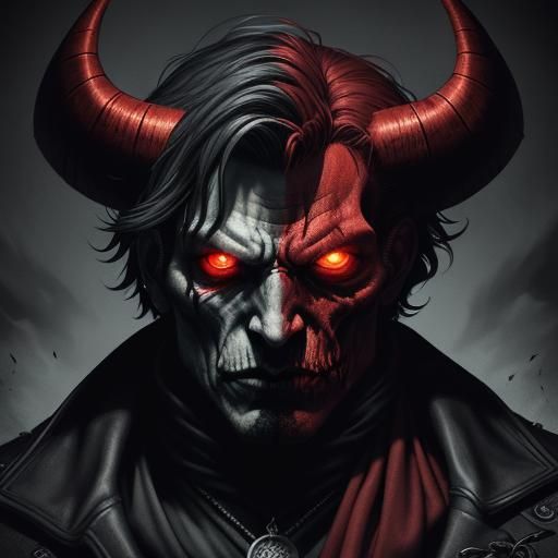 Demonic Portrait in Comic Book Style