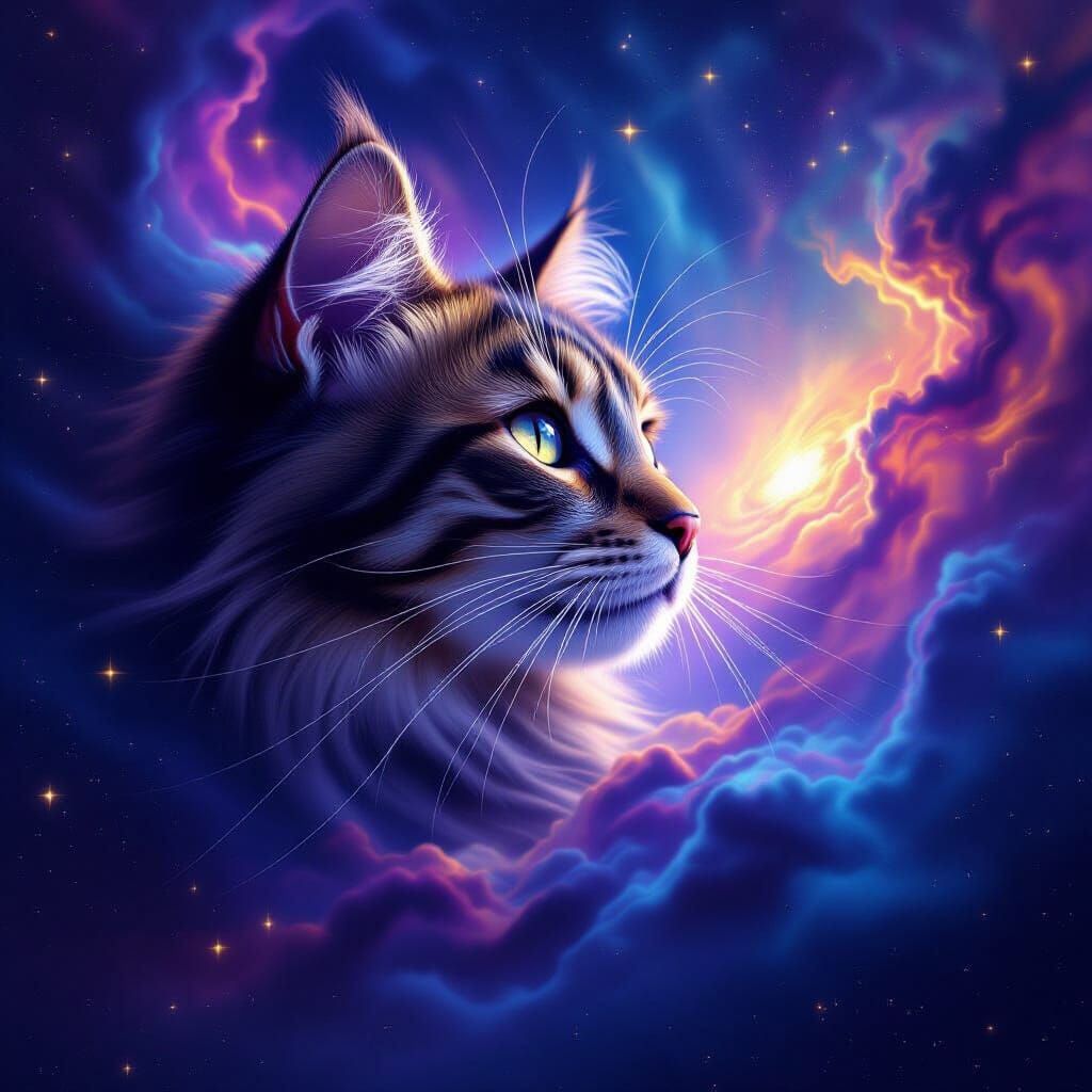 Astronaut Adrift Gazes at Cosmic Cat Nebula