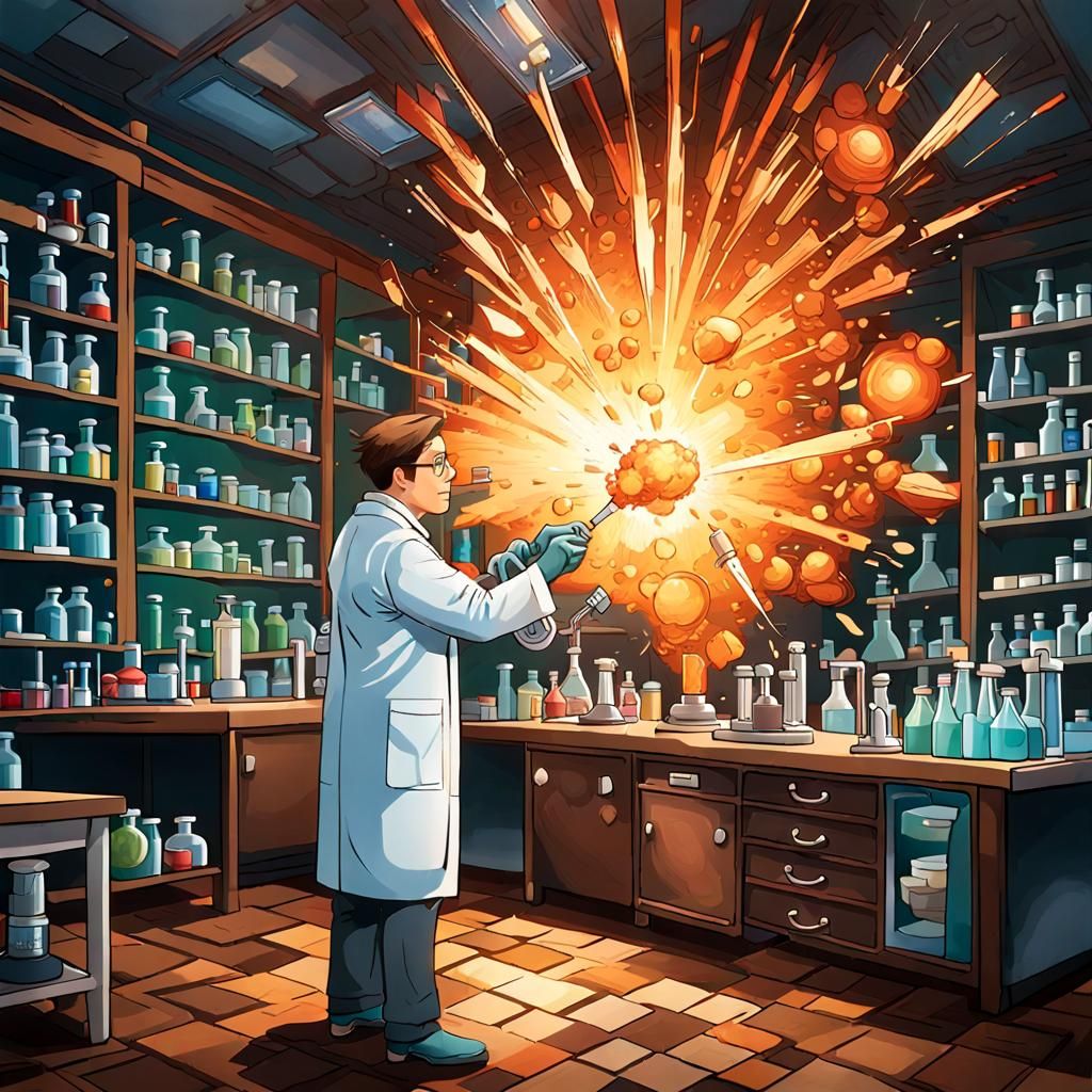 Dramatic Laboratory Explosion in Digital Matte Painting