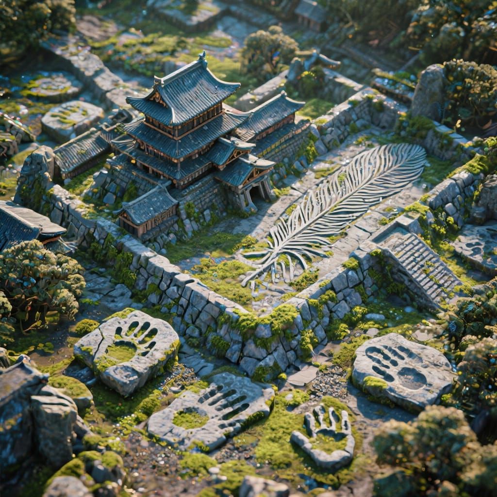 3D Lenticular Illusion of Edo Empire in Glitch Art Style