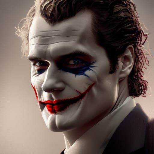 Man as Joker, Hyperdetailed Portrait in Art Nouveau Style
