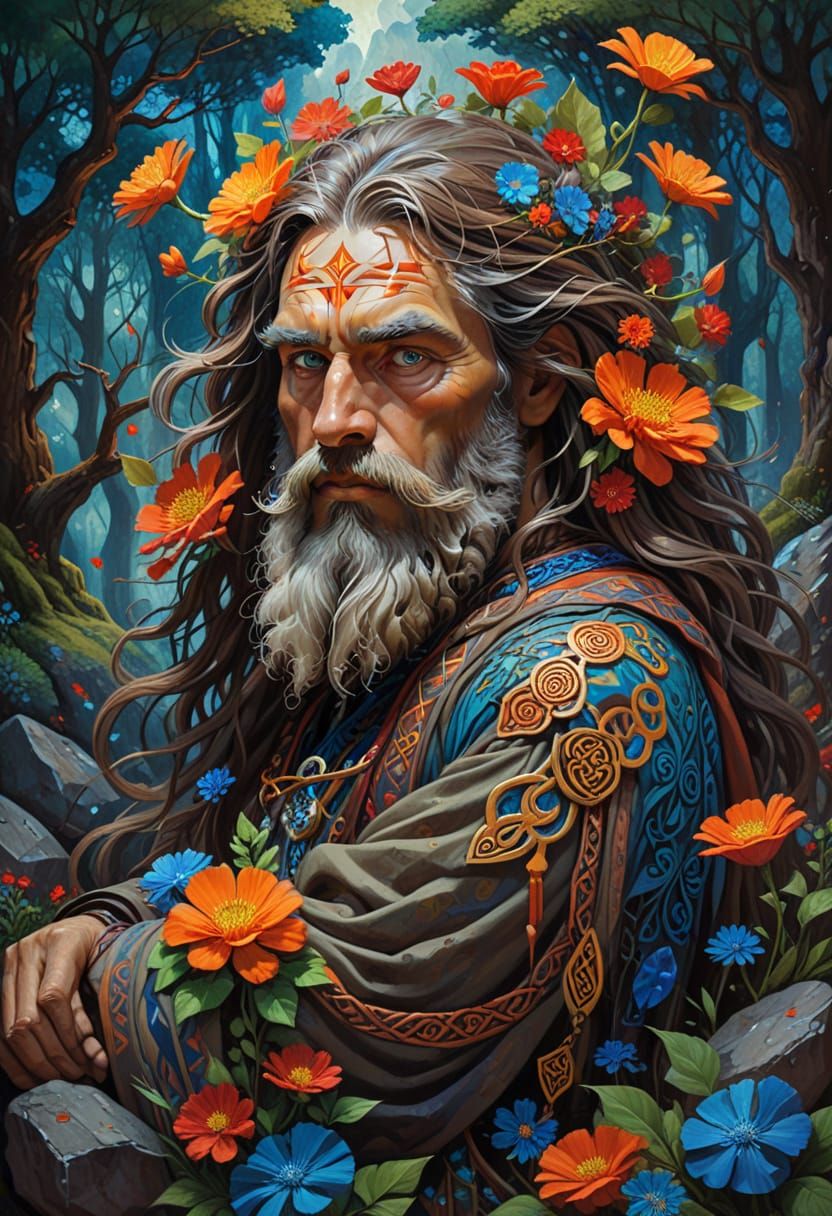 Mystical Sage in Vibrant Forest