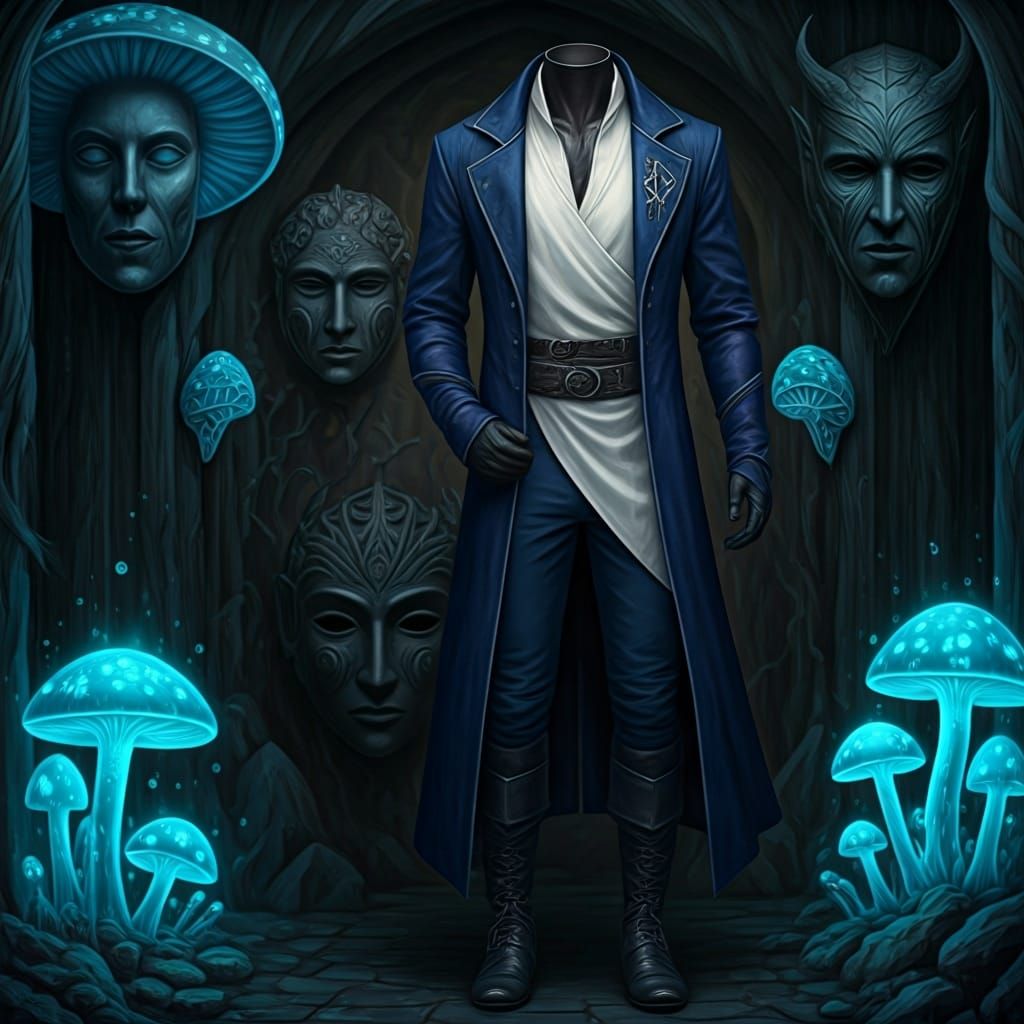 Drow Male Costume with Azure Mushrooms