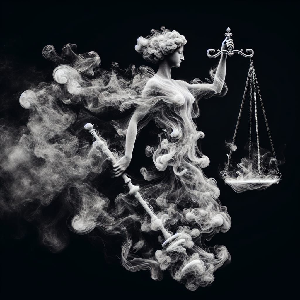 Ethereal Smoke Woman Holding Scales