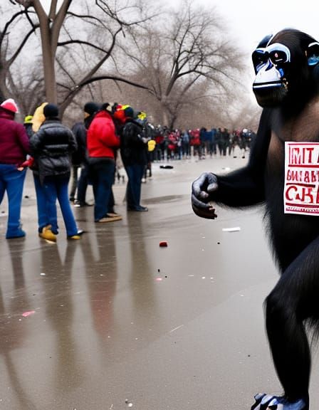 chimpanzee at January 6 2020 riot at US Capitol