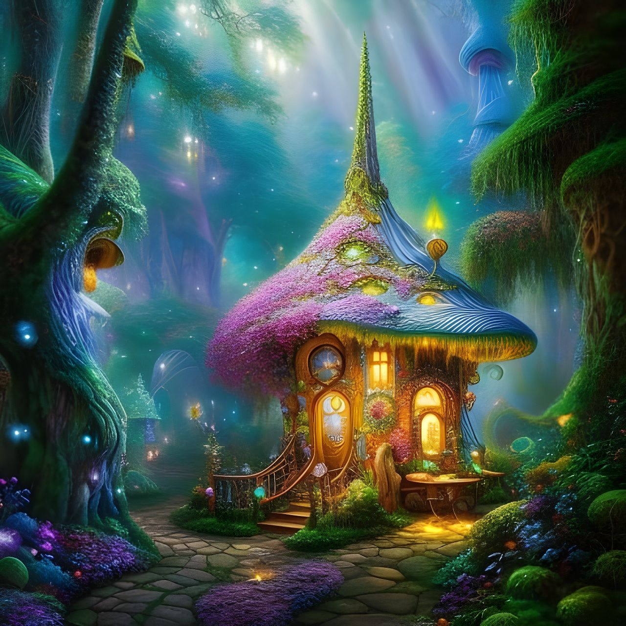 Enchanted Fairy Mushroom House: Fantasy Art