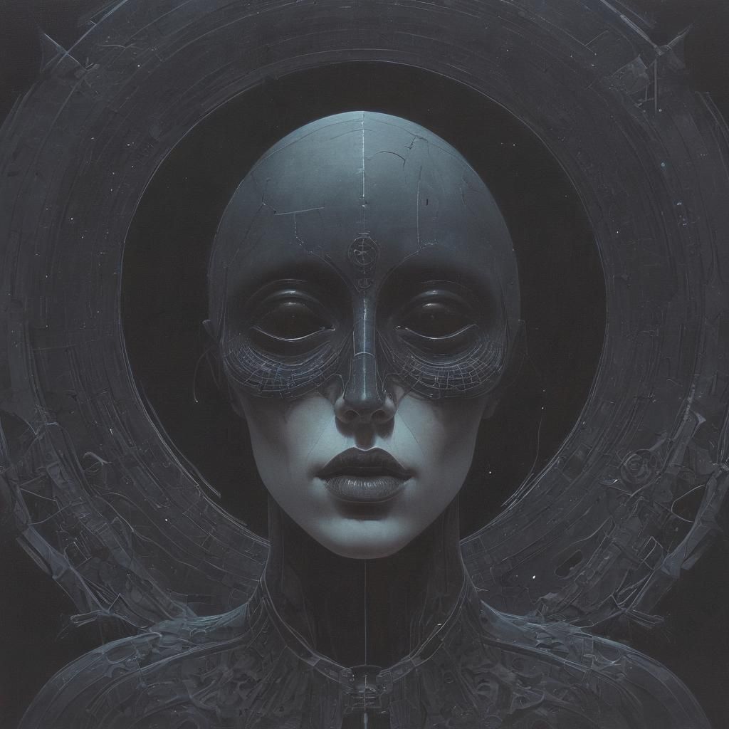 Moebius Style Dark Gothic Sci-Fi Painting