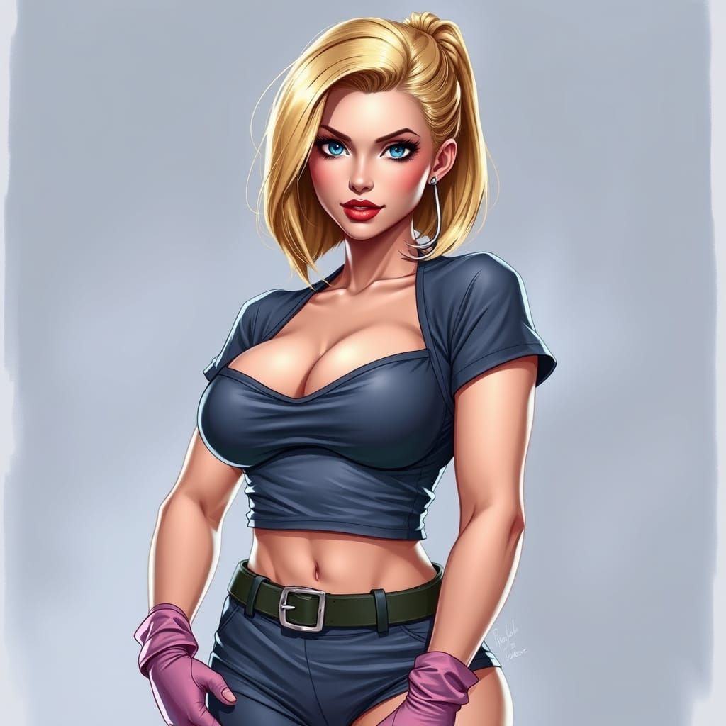 Hyper-Realistic Portrait of a Blond Woman in Sensual Scrubs