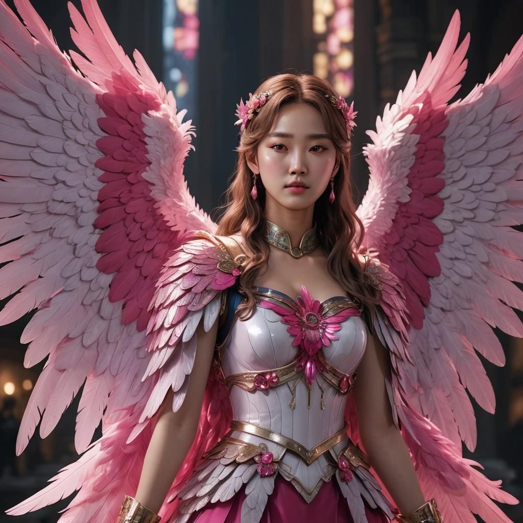 Archangel with Pink Wings in Ultra HD Realism