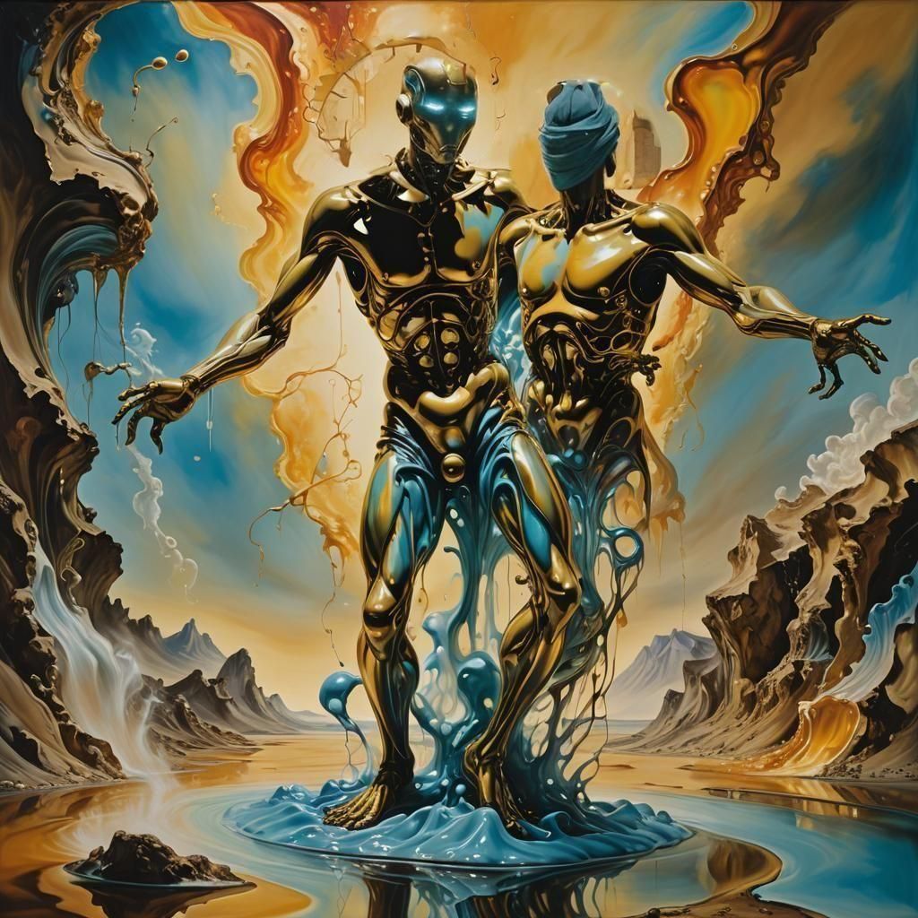 Surreal Human Metamorphosis in Oil on Canvas