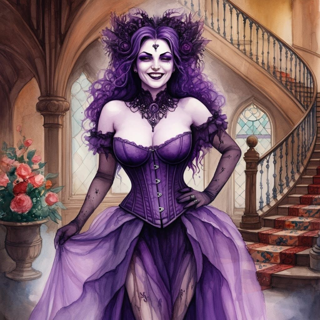 Gothic Sorceress in Opulent Abode