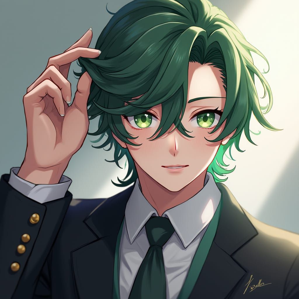 Handsome Man with Green Eyes in Elegant Style