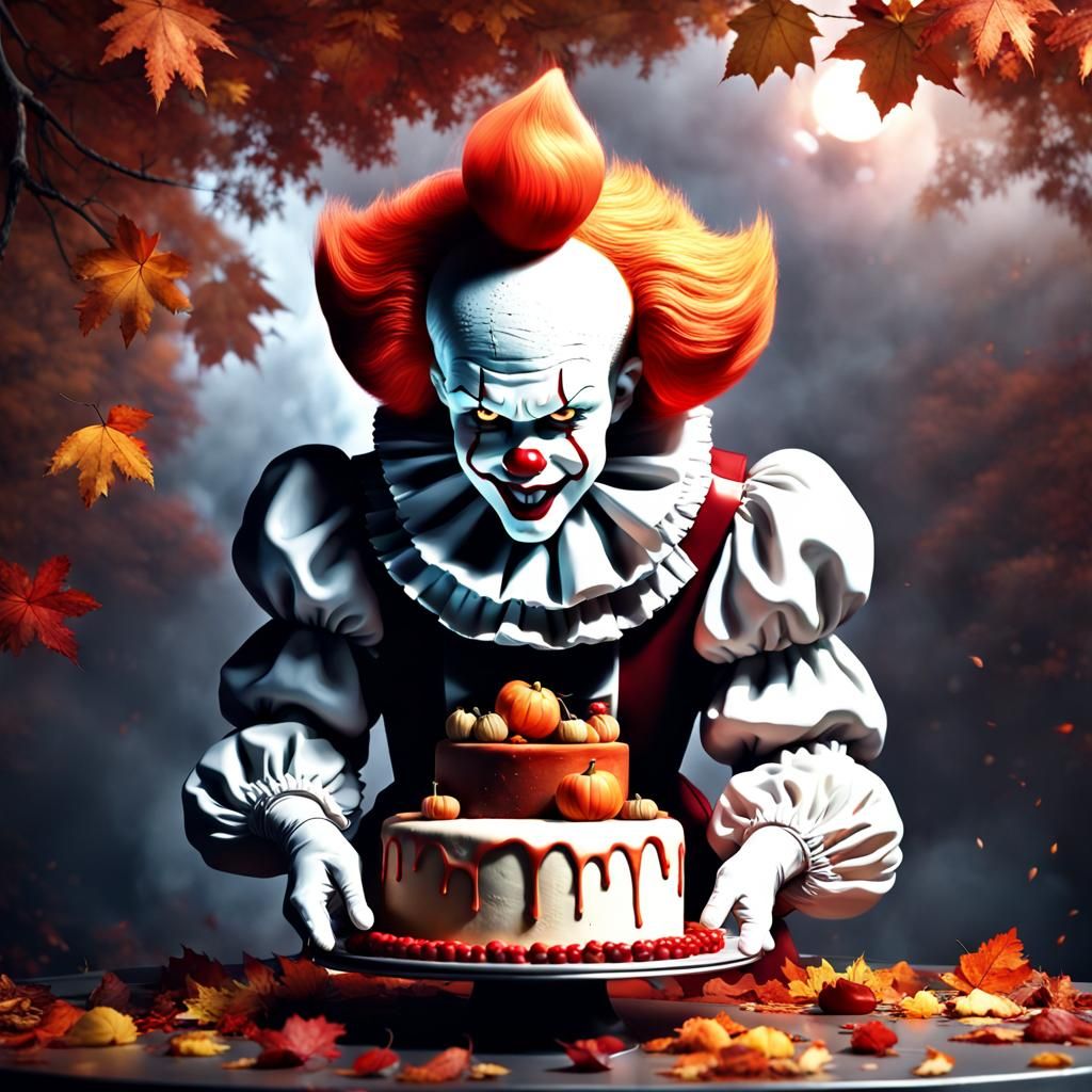 Pennywise the Clown Decorates an Autumn Cake