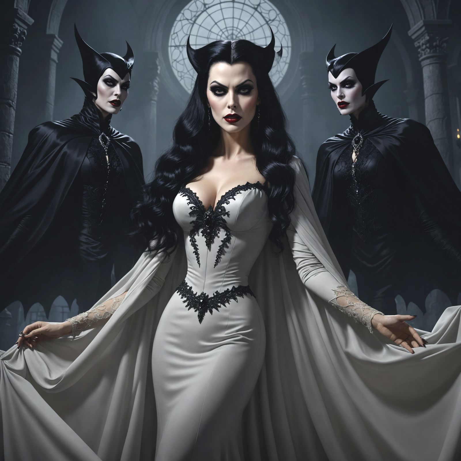Elegant Female Vampire in Detailed Matte Painting