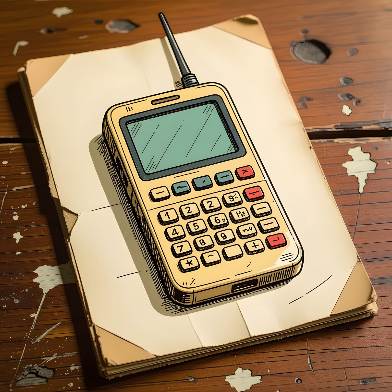 Vintage Smartphone Sketch in Retro Style