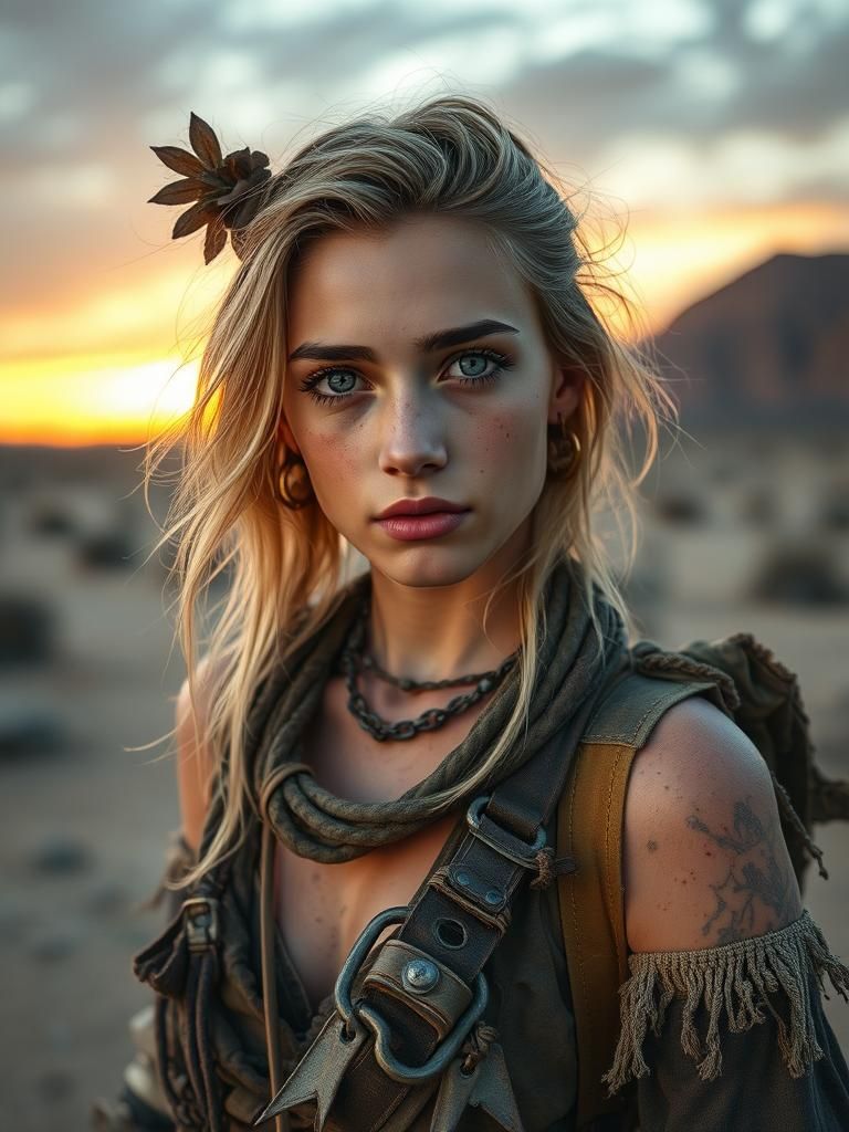 Desert Wanderer: A Photorealistic Post-Apocalyptic Portrait