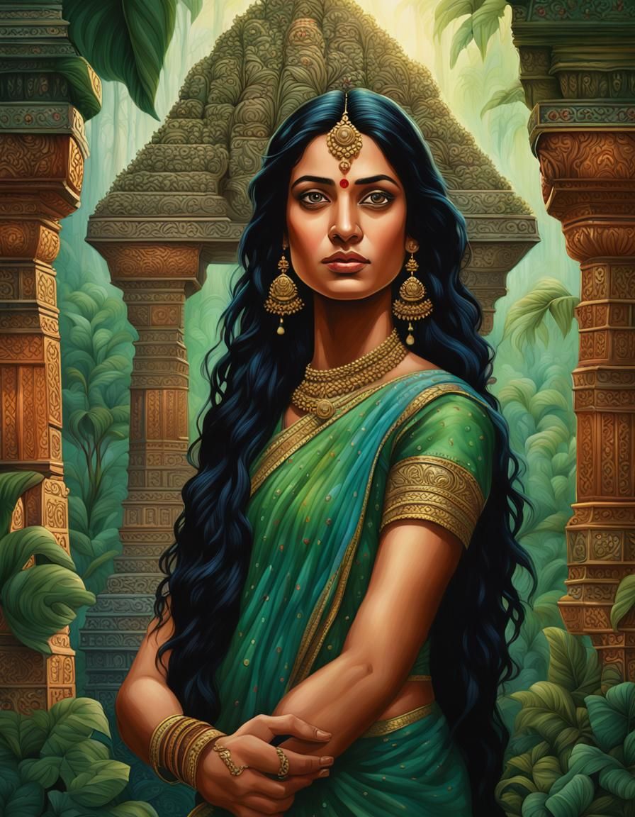 Hyperrealistic Portrait of Hindi Princess in Jungle