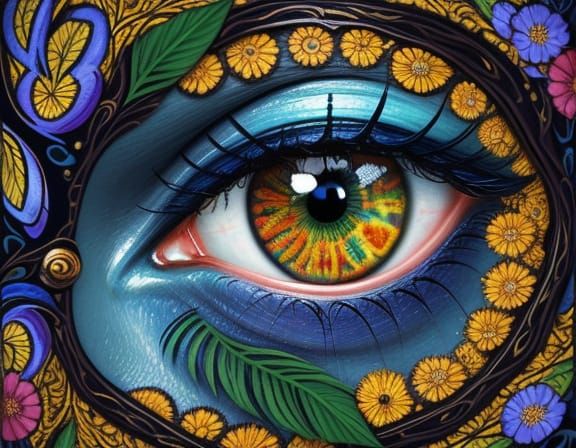 Eye of Enchantment in Vibrant Floral Patterns
