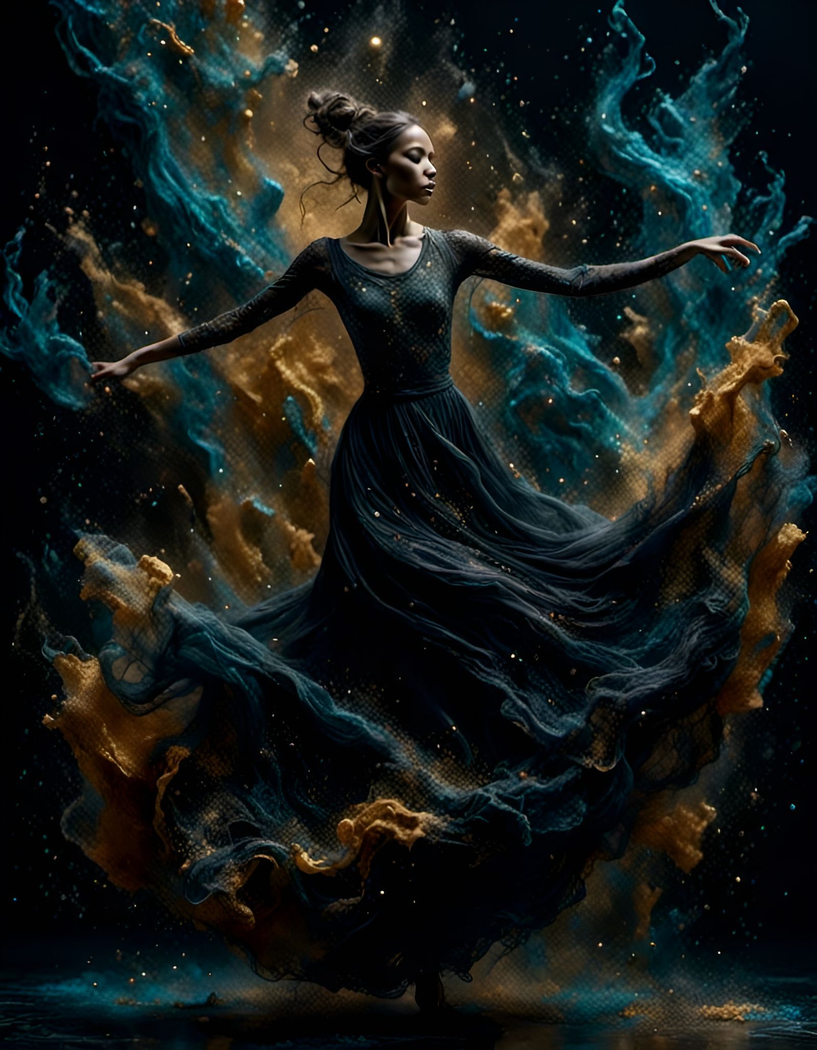 Smoky Dancer in Ethereal Acrylic Style