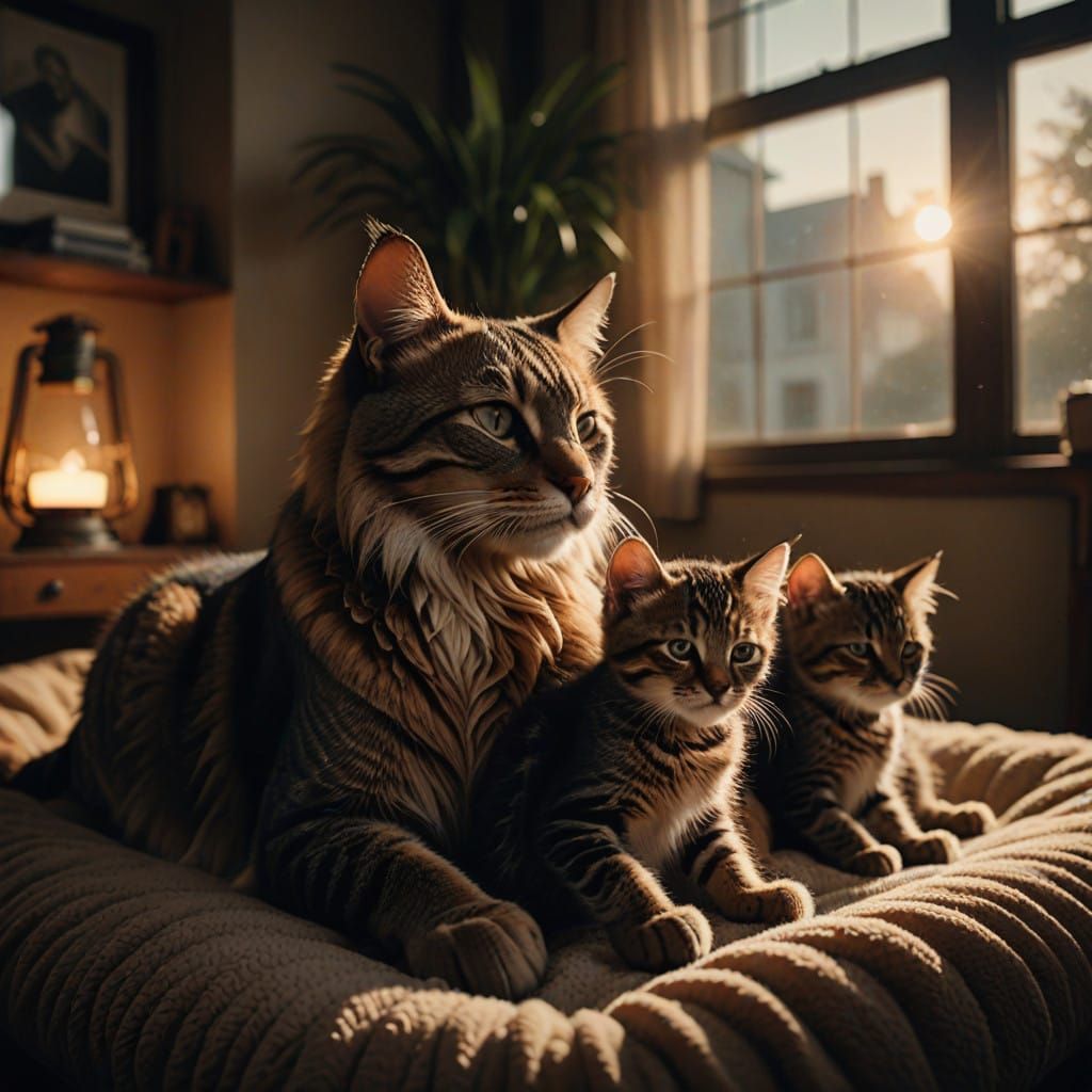 Whispering Cats in Warm Light