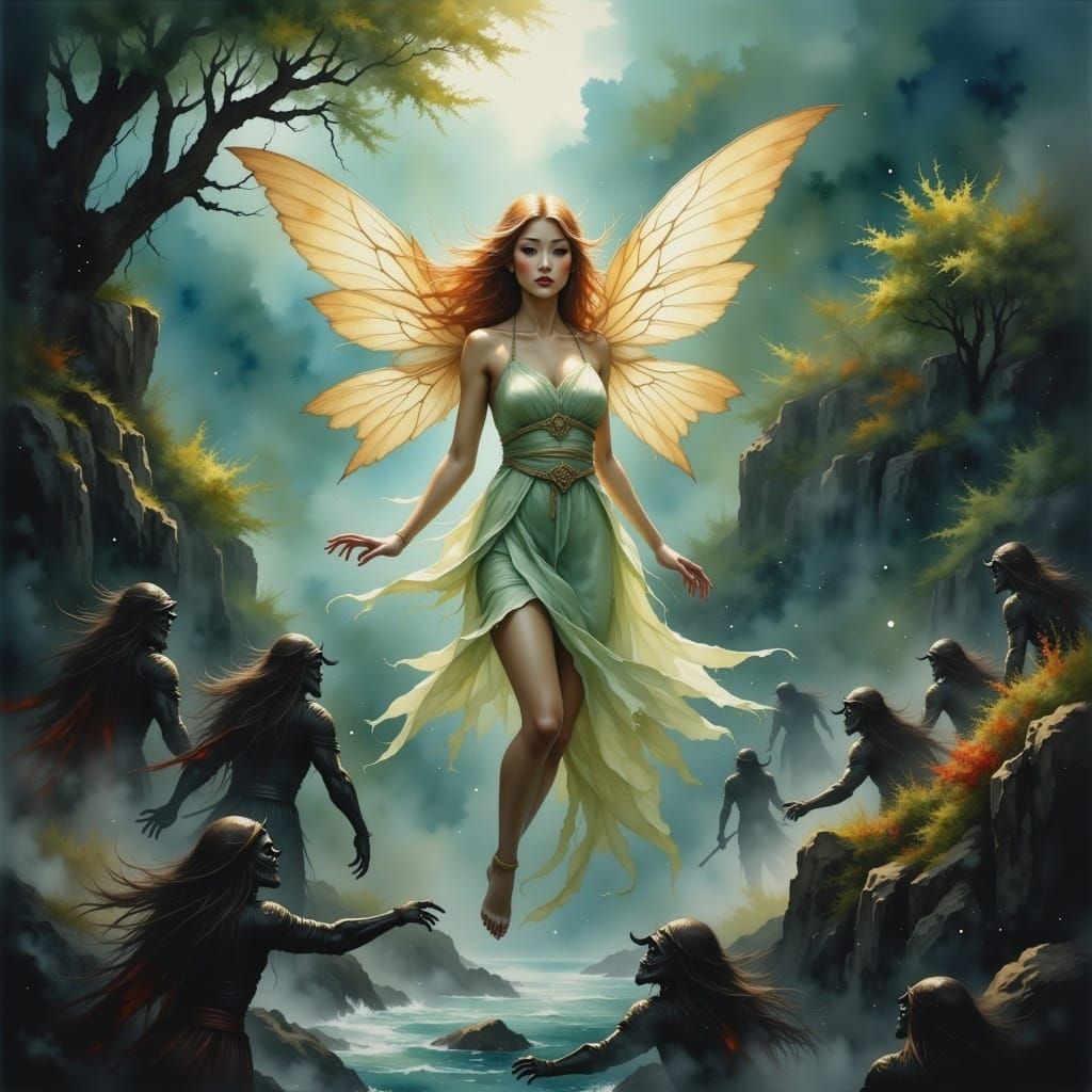 Fairy's Ascent: Water Ink Color Battle