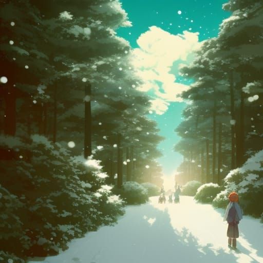 Winter Scene in Studio Ghibli Anime Style