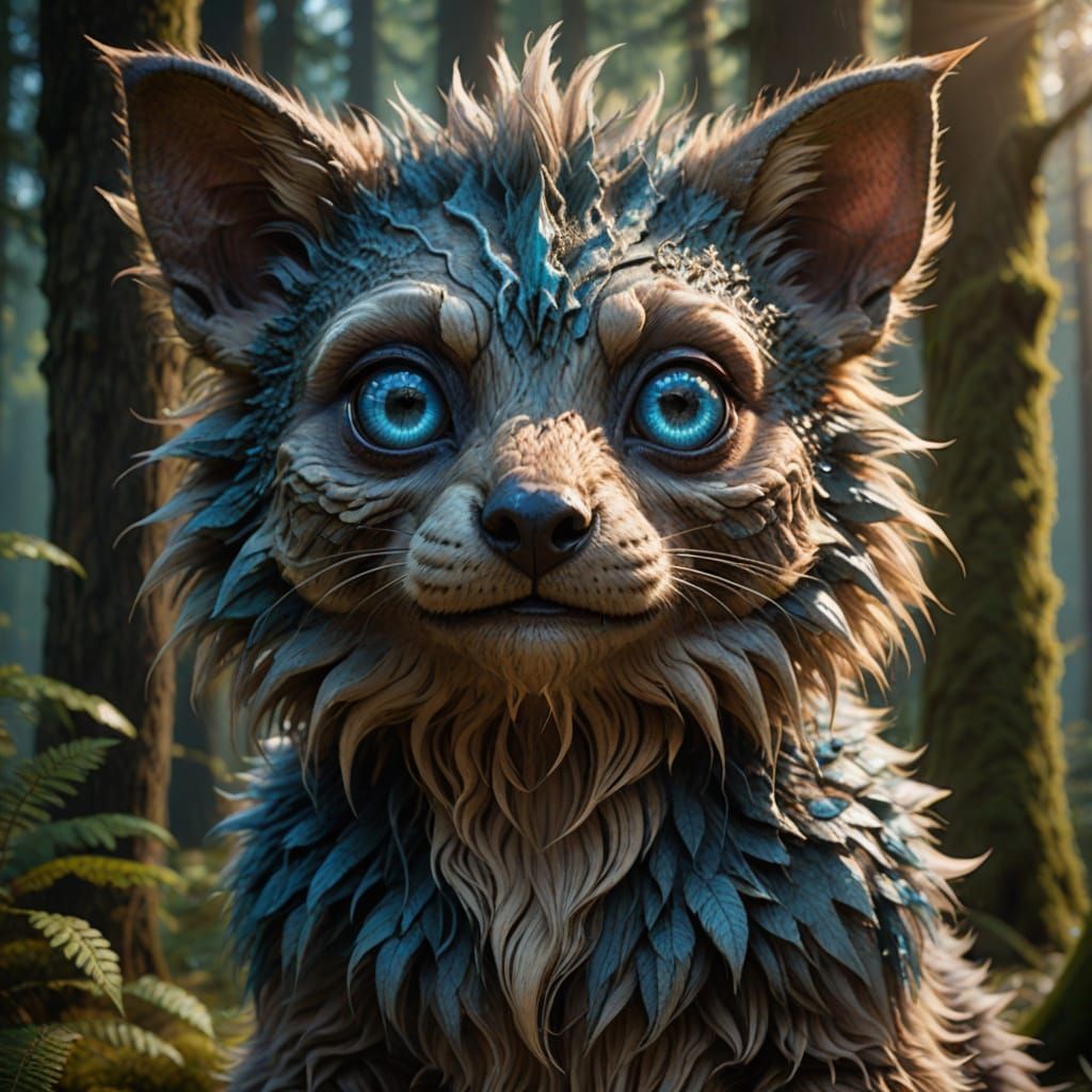 Hyper-Realistic Forest Alien-Munchkin Portrait in Vibrant Co...