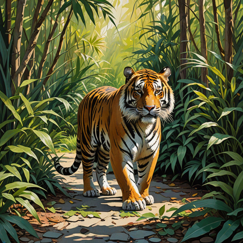 Tiger in a Fauvist Landscape
